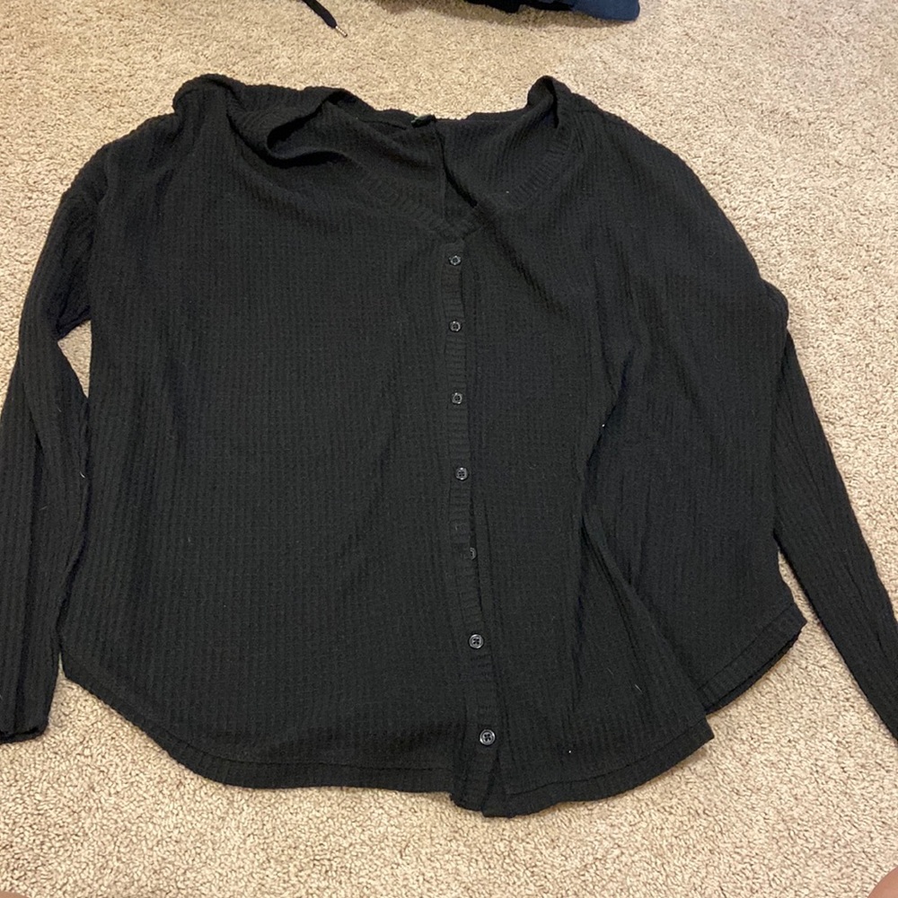 Waffle texture black long sleeve with buttons. Size XXL brand is  wild fable